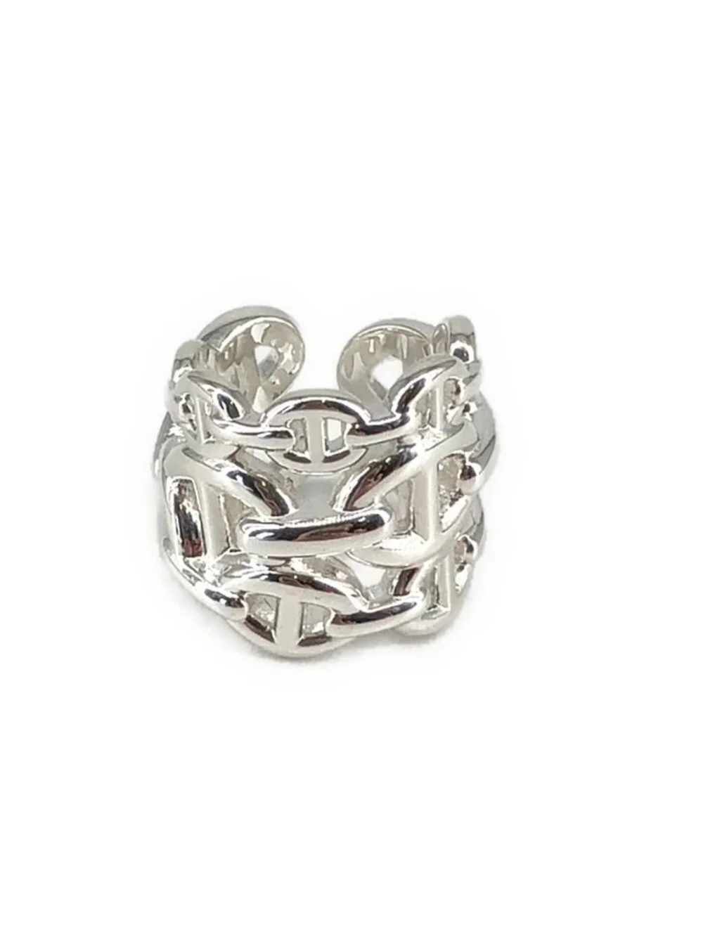 Hermes Chaine D'ancre Enchainee GM Ring Silver